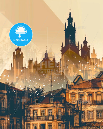 Entroncamento Skyline Iconic Architecture Poster - A city with buildings and trees