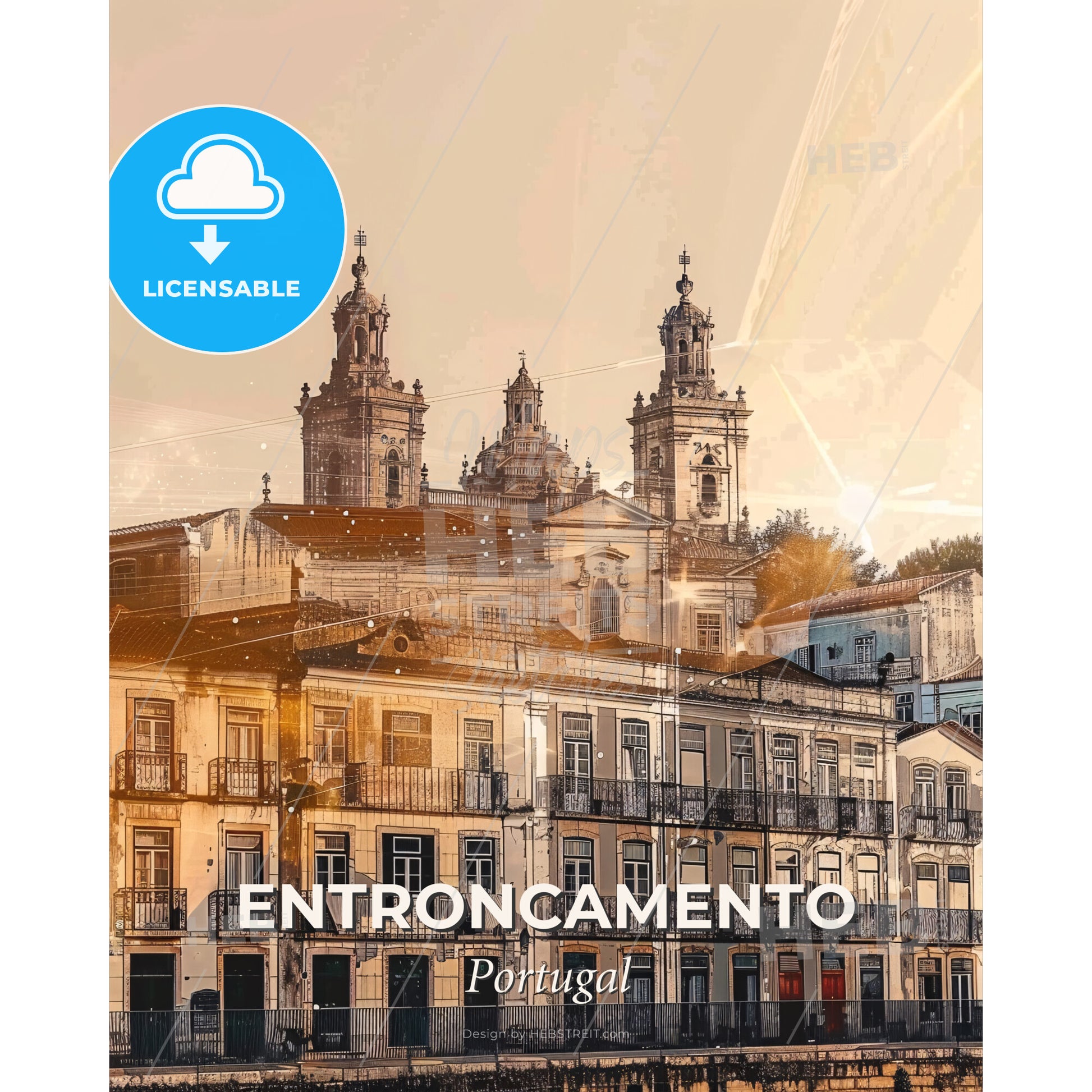 Entroncamento Skyline Composite Art Poster - A building with many windows - Square format print template