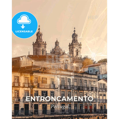 Entroncamento Skyline Composite Art Poster - A building with many windows - Square format print template