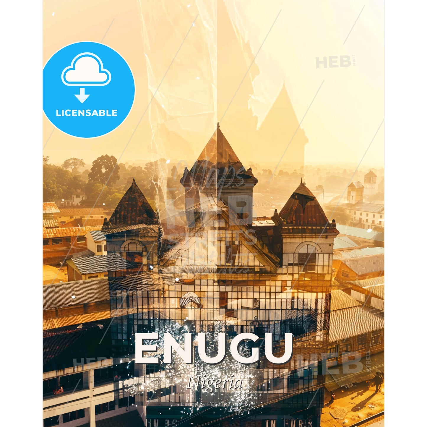 Enugu Urban Canvas: Architecture in a New Light - A building with a tower - Square format print template