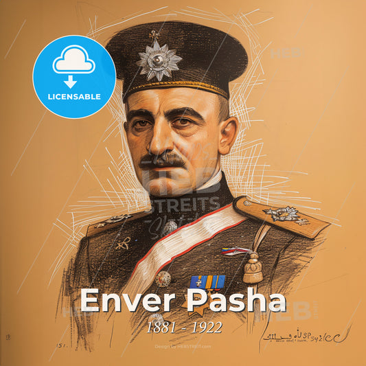 Enver Pasha, 1881 - 1922, Ottoman military officer - A Portrait Of A Man In A Military Uniform Print Template