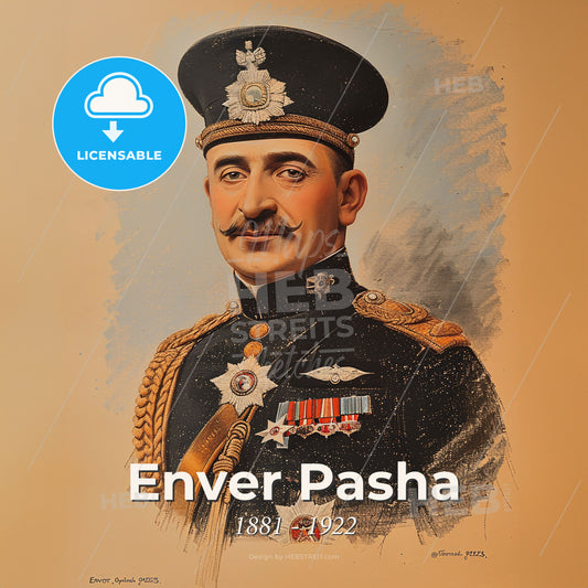Enver Pasha, 1881 - 1922, Ottoman military officer - A Man In A Military Uniform Print Template