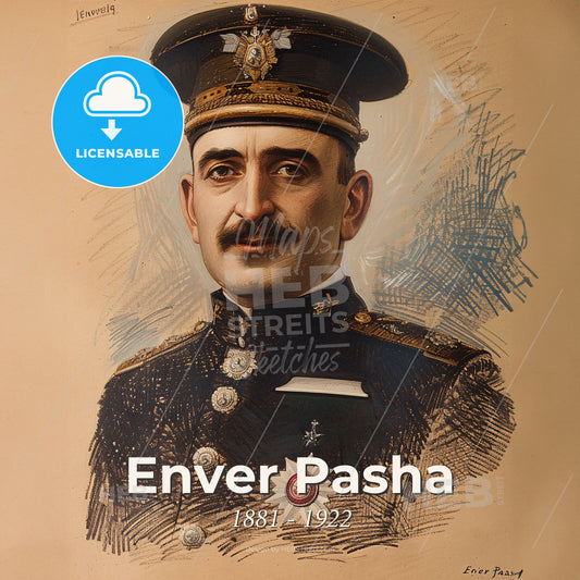 Enver Pasha, 1881 - 1922, Ottoman military officer - A Man In A Military Uniform Print Template