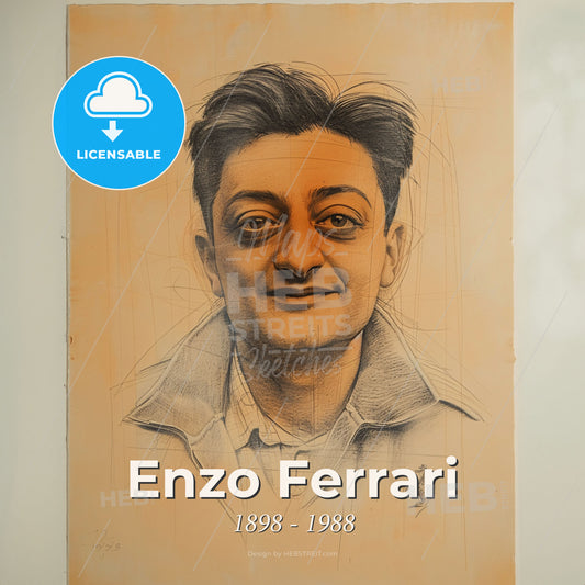 Enzo Ferrari, 1898 - 1988, Italian racing driver and team founder - A Drawing Of A Man Print Template