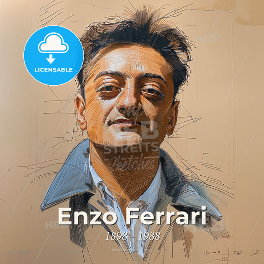 Enzo Ferrari, 1898 - 1988, Italian racing driver and team founder - A Drawing Of A Man Print Template