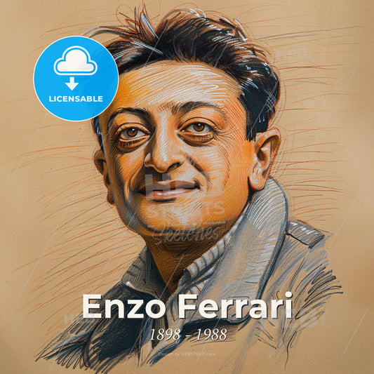 Enzo Ferrari, 1898 - 1988, Italian racing driver and team founder - A Drawing Of A Man Print Template