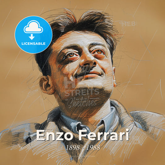 Enzo Ferrari, 1898 - 1988, Italian racing driver and team founder - A Drawing Of A Man Print Template