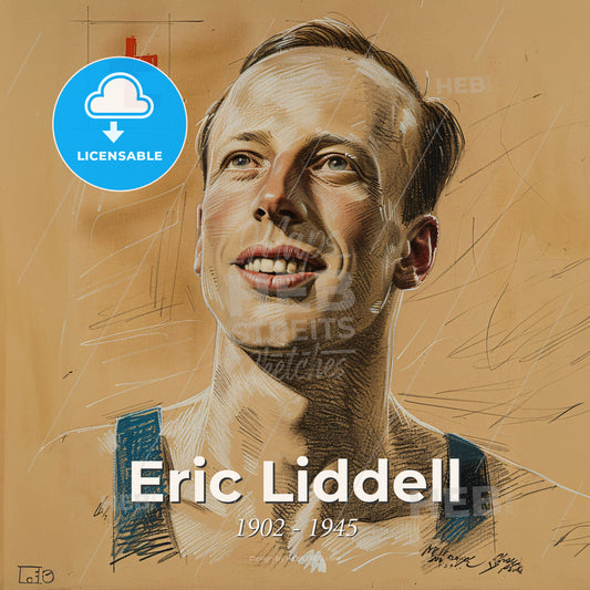Eric Liddell, 1902 - 1945, Scottish missionary and athlete - A Drawing Of A Man Smiling Print Template