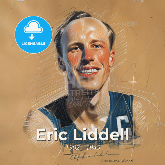 Eric Liddell, 1902 - 1945, Scottish missionary and athlete - A Man Smiling With A Blue Shirt Print Template