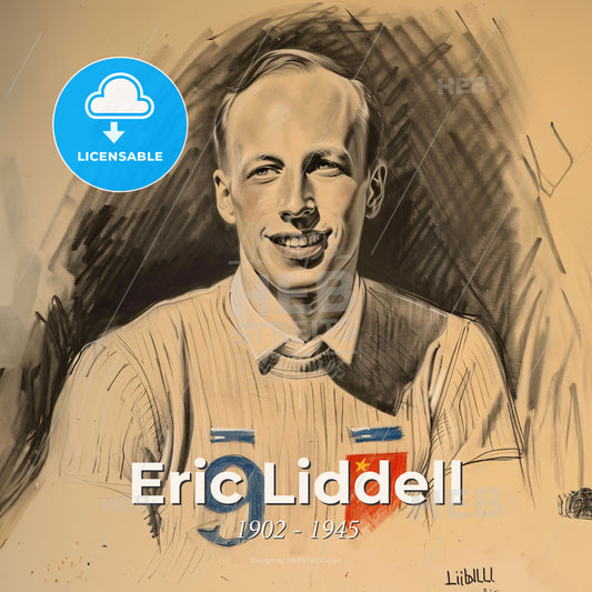 Eric Liddell, 1902 - 1945, Scottish missionary and athlete - A Drawing Of A Man Smiling Print Template