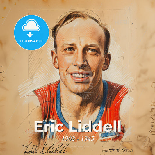 Eric Liddell, 1902 - 1945, Scottish missionary and athlete - A Drawing Of A Man Print Template