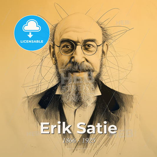 Erik Satie, 1866 - 1925, French composer and pianist - A Man With A Beard And Glasses Print Template