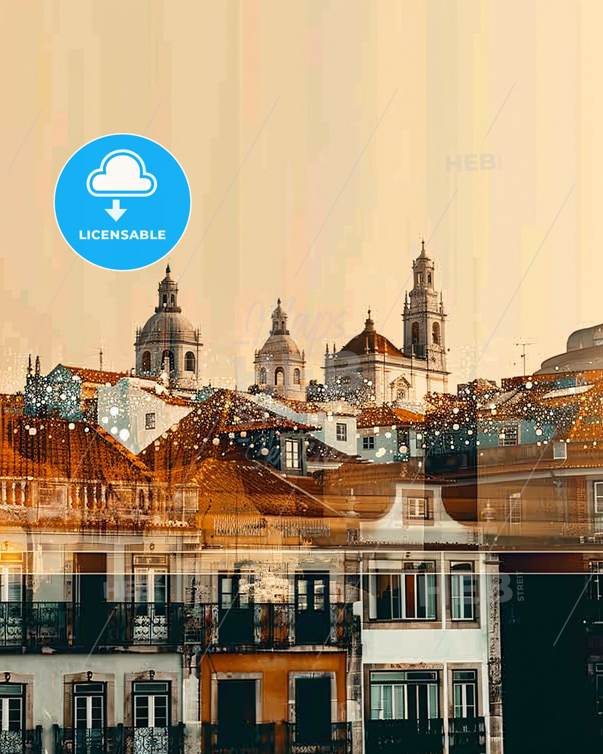 Ermesinde City Skyline Composite Art Poster - A group of buildings with a group of towers