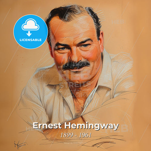 Ernest Hemingway, 1899 - 1961, American writer - A Man With A Mustache Print Template