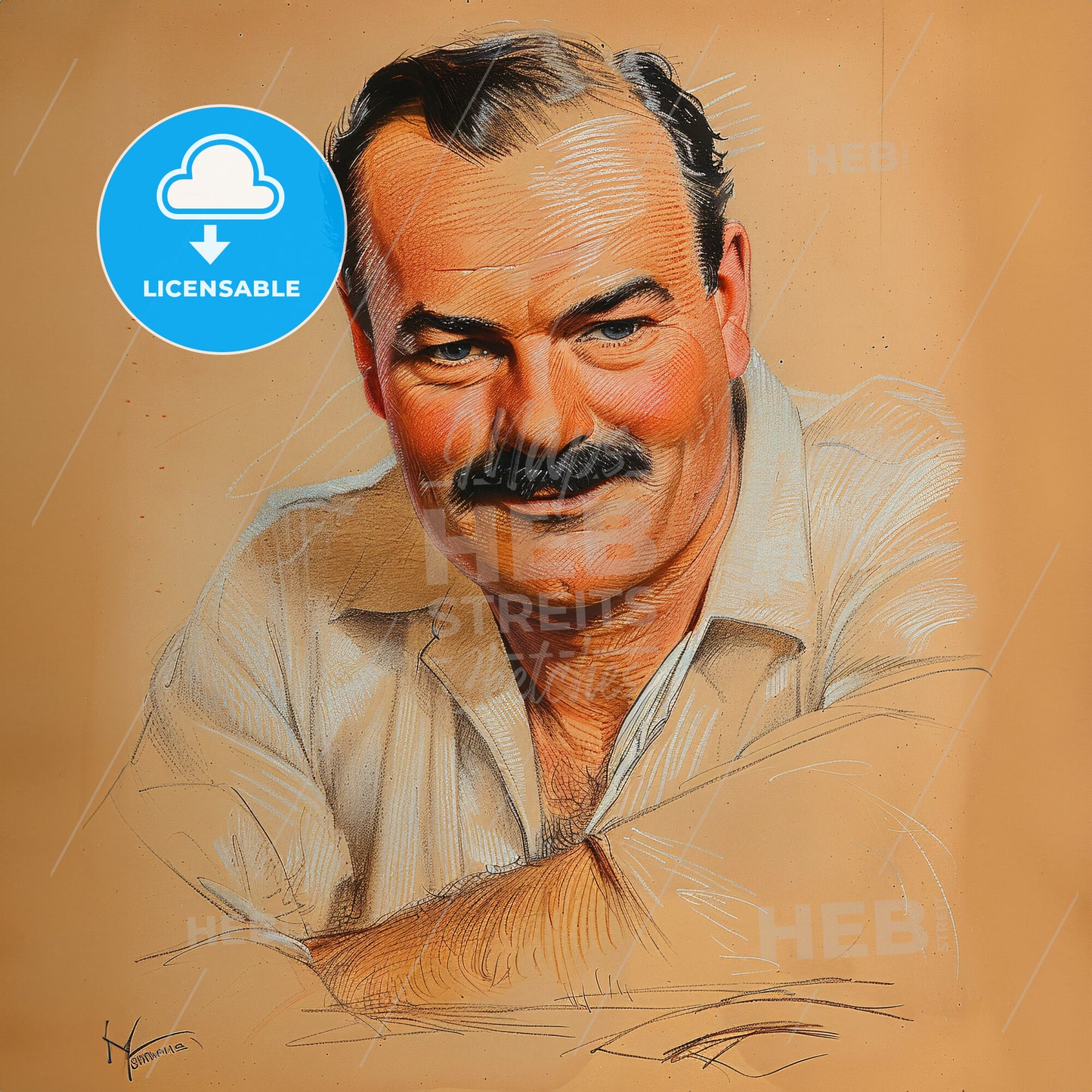 Ernest Hemingway, 1899 - 1961, American writer - A Man With A Mustache
