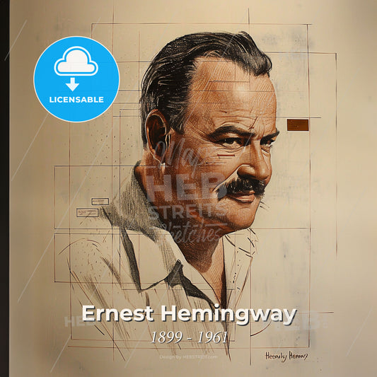 Ernest Hemingway, 1899 - 1961, American writer - A Portrait Of A Man Print Template