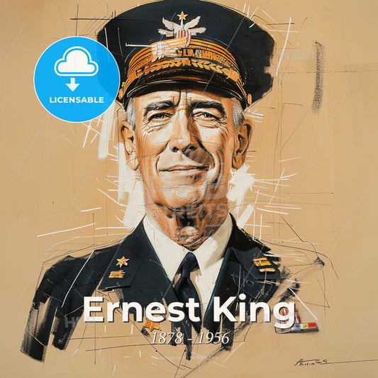 Ernest King, 1878 - 1956, American Fleet Admiral - A Man In A Uniform Print Template