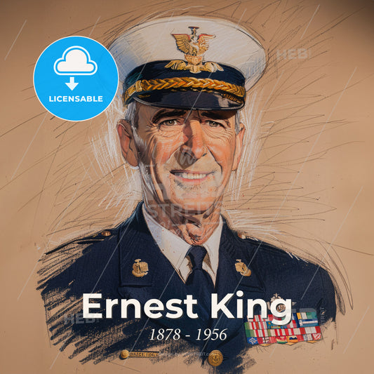 Ernest King, 1878 - 1956, American Fleet Admiral - A Man In A Military Uniform Print Template