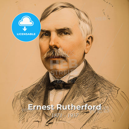 Ernest Rutherford, 1871 - 1937, New Zealand-British physicist - A Man With A Mustache Print Template