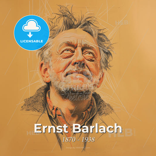 Ernst Barlach, 1870 - 1938, German sculptor, printmaker, and writer - A Drawing Of A Man Print Template