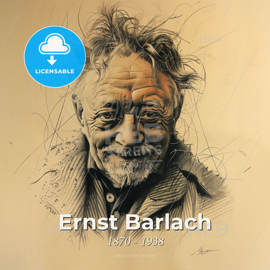 Ernst Barlach, 1870 - 1938, German sculptor, printmaker, and writer - A Drawing Of A Man With Nice Hair Print Template