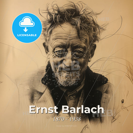 Ernst Barlach, 1870 - 1938, German sculptor, printmaker, and writer - A Man With Nice Hair Print Template