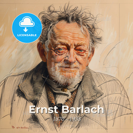 Ernst Barlach, 1870 - 1938, German sculptor, printmaker, and writer - A Man With Nice Hair And Beard Print Template