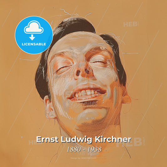 Ernst Ludwig Kirchner, 1880 - 1938, German painter and printmaker - A Drawing Of A Man's Face Print Template