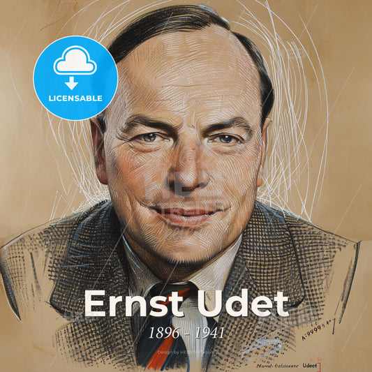 Ernst Udet, 1896 - 1941, German fighter ace - A Man In A Suit Print Template