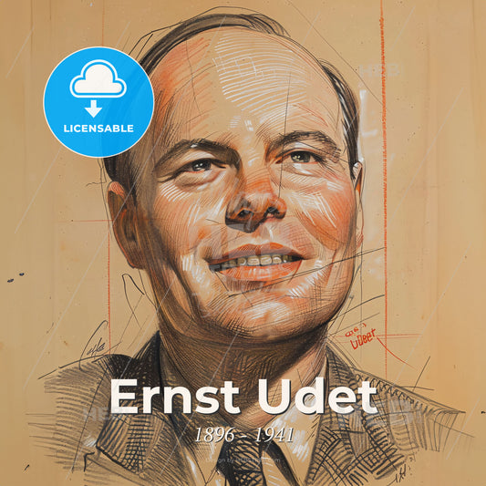 Ernst Udet, 1896 - 1941, German fighter ace - A Drawing Of A Man Print Template