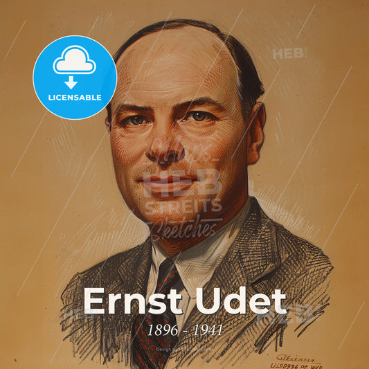 Ernst Udet, 1896 - 1941, German fighter ace - A Man In A Suit And Tie Print Template