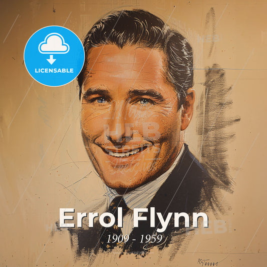 Errol Flynn, 1909 - 1959, Australian-American actor - A Man In A Suit And Tie Print Template