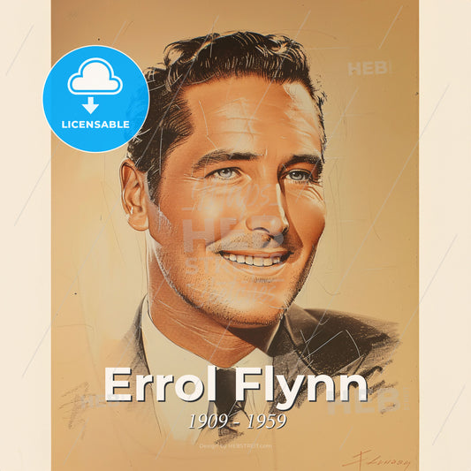 Errol Flynn, 1909 - 1959, Australian-American actor - A Portrait Of A Man Print Template