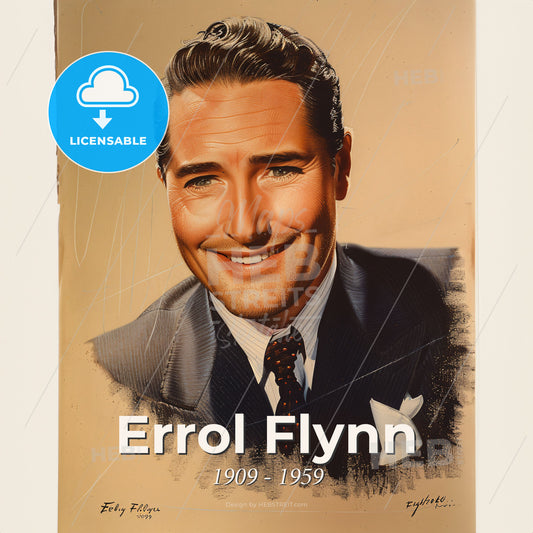 Errol Flynn, 1909 - 1959, Australian-American actor - A Man Smiling At The Camera Print Template