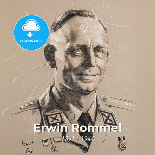 Erwin Rommel, 1891 - 1944, German Field Marshal - A Man In Military Uniform Print Template