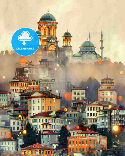 Erzurum: Illuminated City Skyline Composite - A city with many buildings