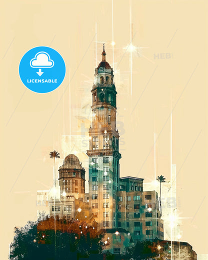 Escondido Horizons: City Lights and Landmarks - A building with a tower