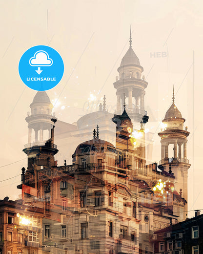 EskiÅŸehir Skyline Architecture Bright Beige Poster - A building with towers and towers