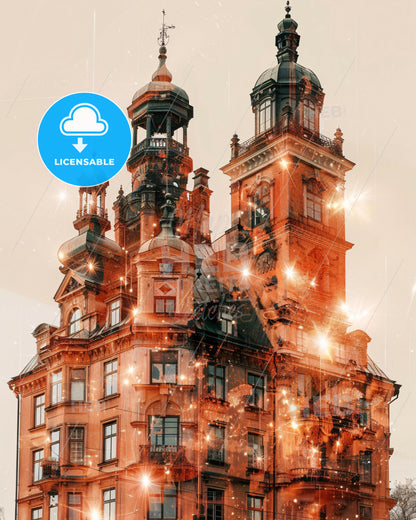 Eskilstuna Skyline Composite Art Poster - A building with many windows