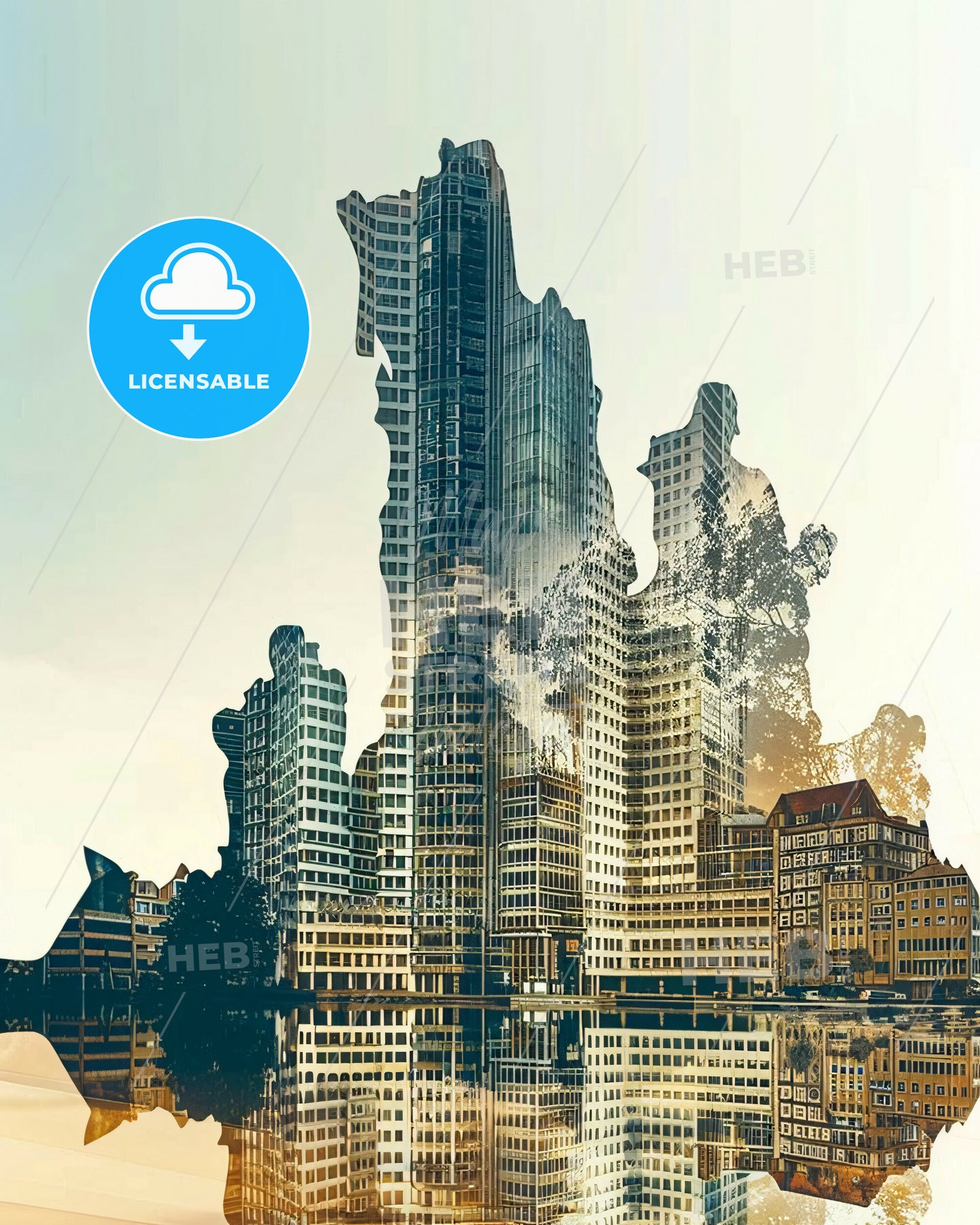 Essen, Germany: Double Exposure Architectural Skyline - A double exposure of a city