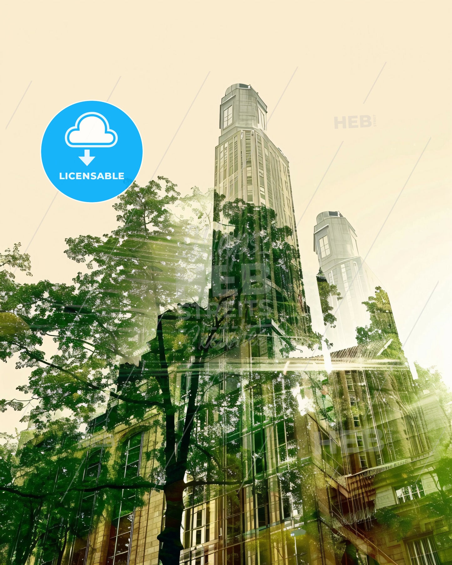 Essen: Urban Silhouette in Nature's Embrace - A tall building with trees in front of it