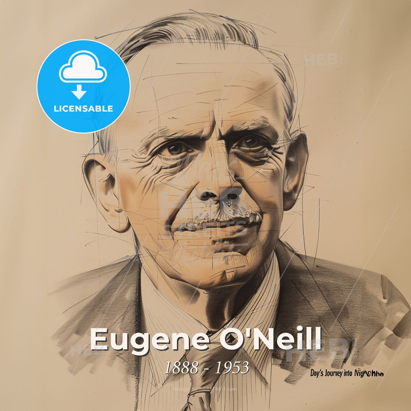 Eugene O'Neill, 1888 - 1953, American playwright - A Drawing Of A Man Print Template