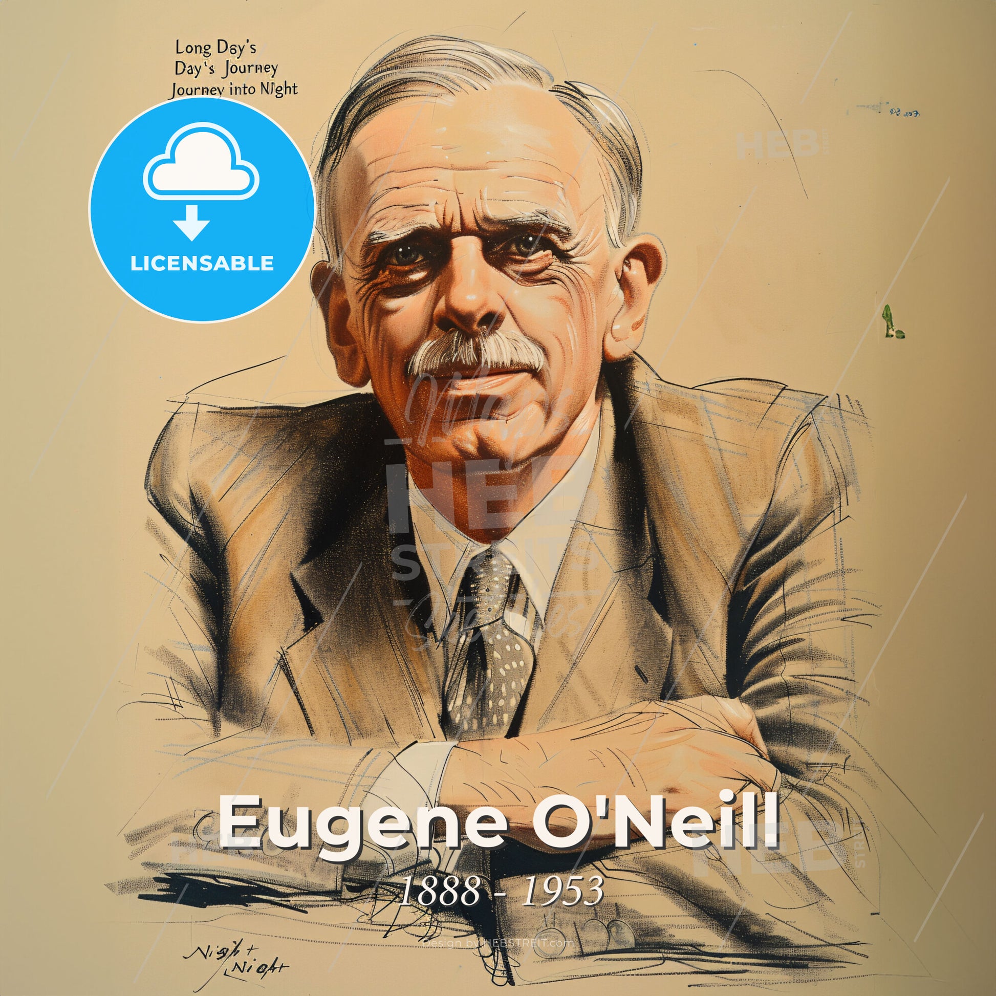 Eugene O'Neill, 1888 - 1953, American playwright - A Drawing Of A Man With His Arms Crossed Print Template