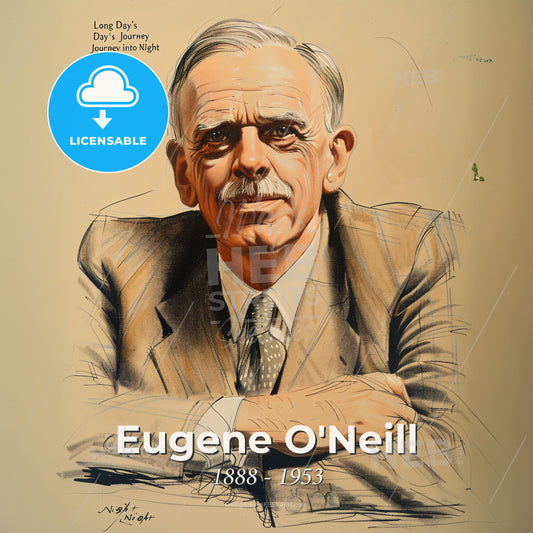 Eugene O'Neill, 1888 - 1953, American playwright - A Drawing Of A Man With His Arms Crossed Print Template