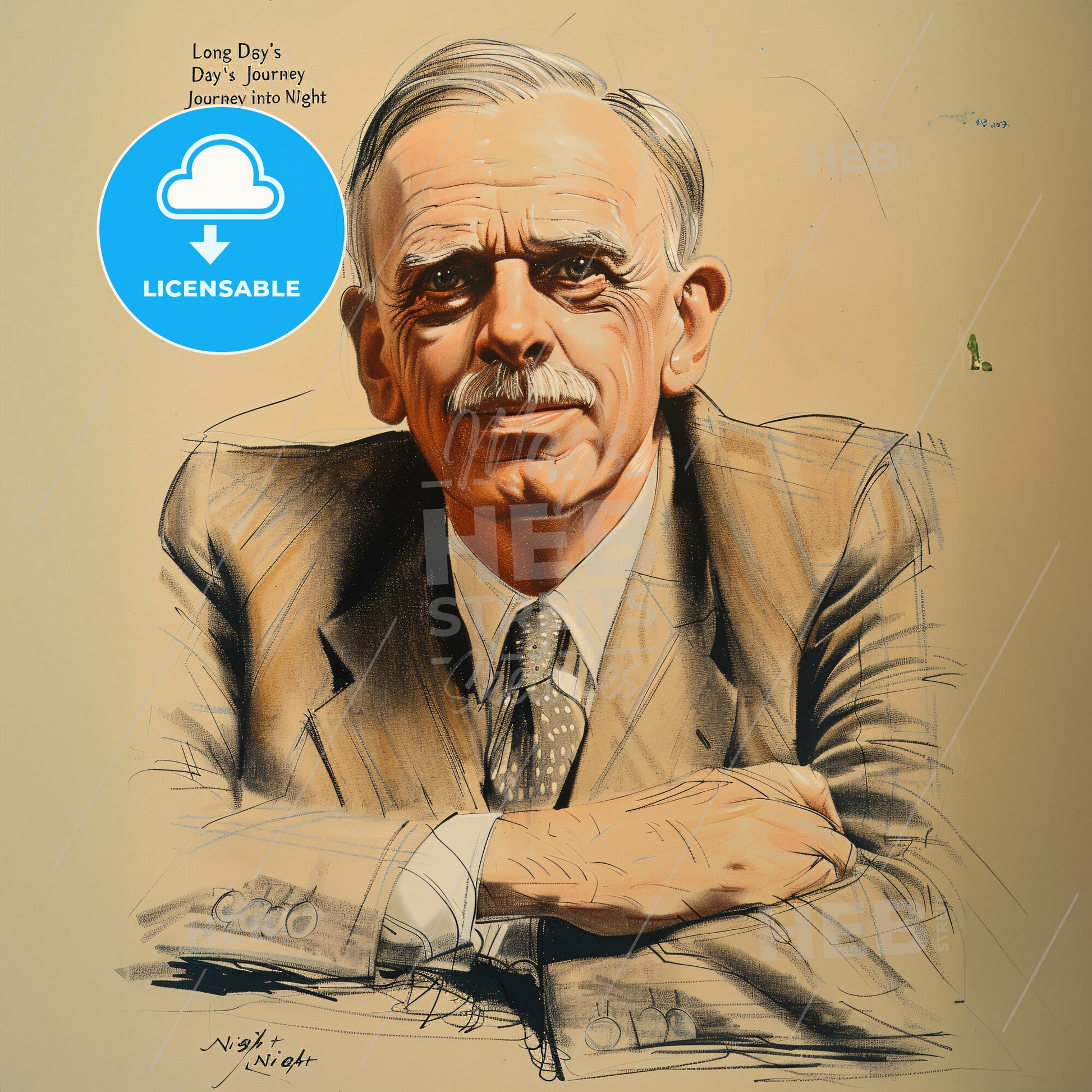 Eugene O'Neill, 1888 - 1953, American playwright - A Drawing Of A Man With His Arms Crossed