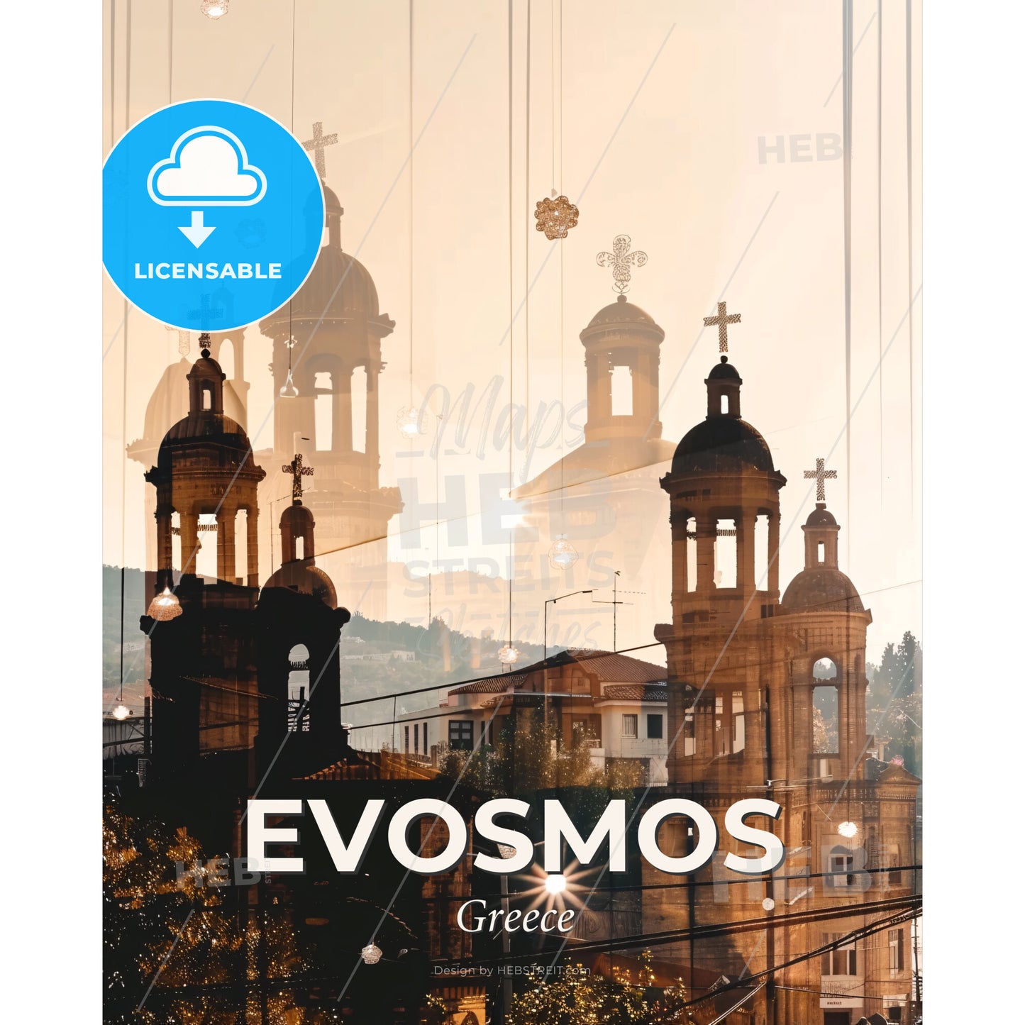 Evosmos City Silhouette Sparkle Skyline Art - A city with a building - Square format print template