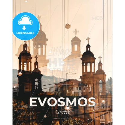 Evosmos City Silhouette Sparkle Skyline Art - A city with a building - Square format print template