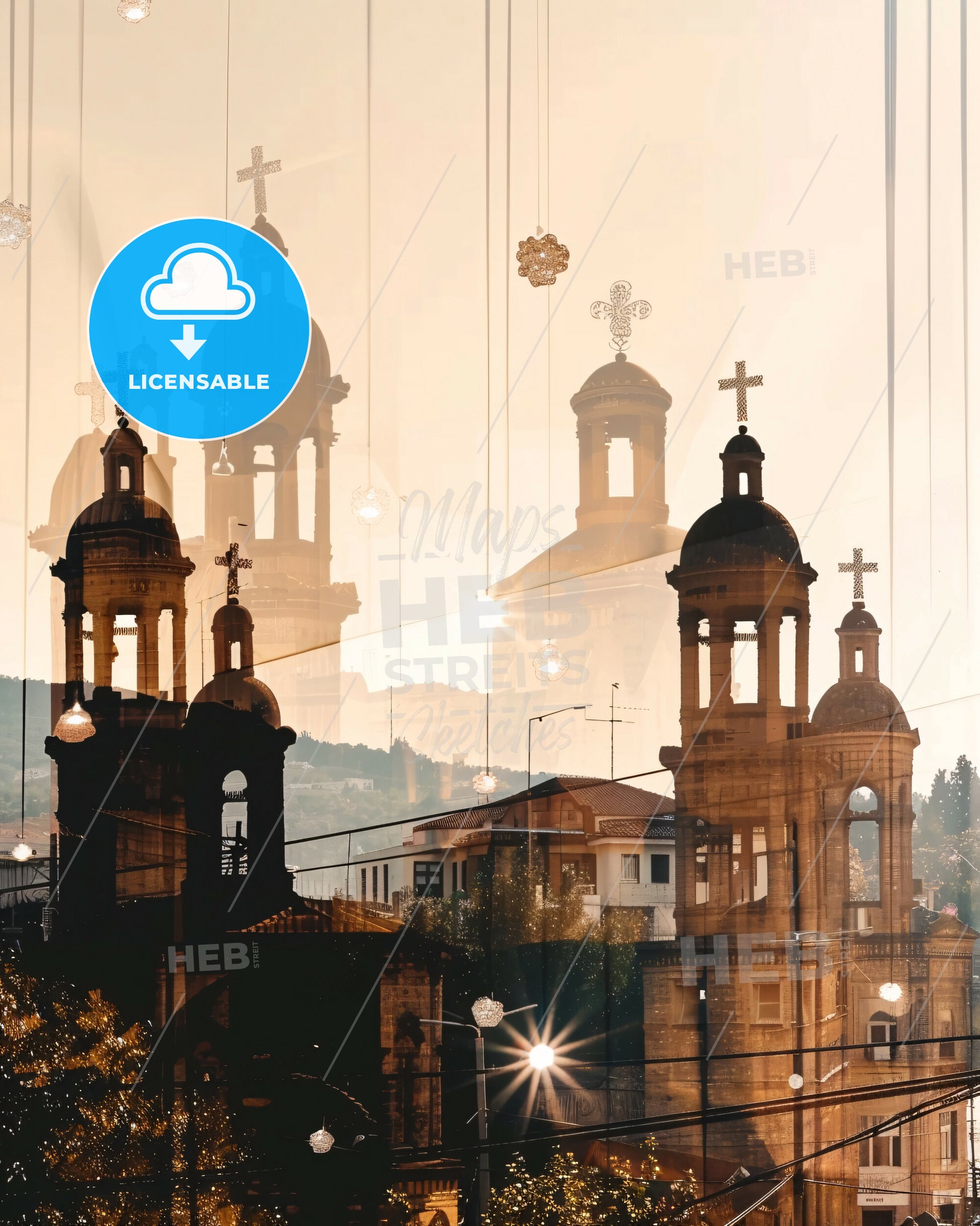 Evosmos City Silhouette Sparkle Skyline Art - A city with a building