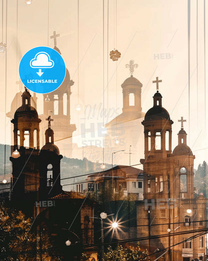 Evosmos City Silhouette Sparkle Skyline Art - A city with a building