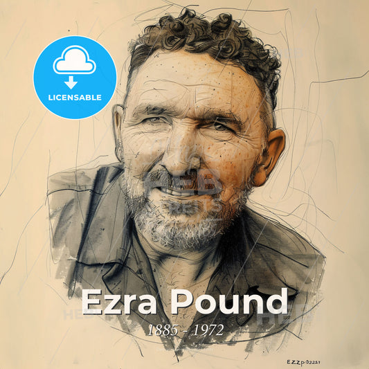 Ezra Pound, 1885 - 1972, American poet - A Man With Curly Hair And Beard Print Template